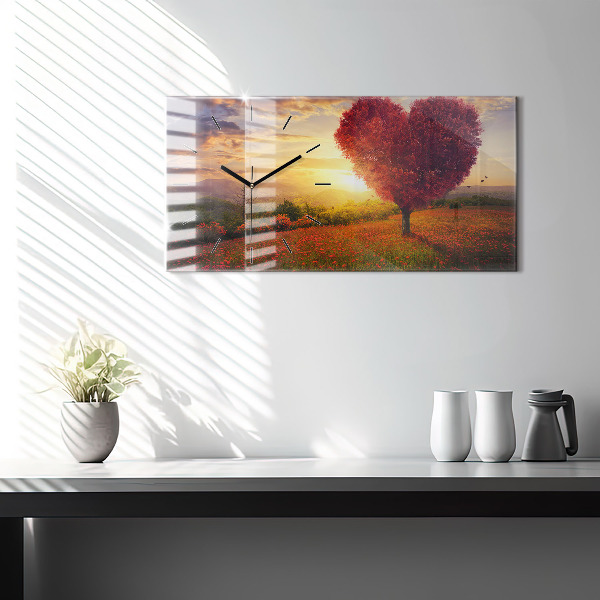 Horloge rectangulaire horizontale 'Arbre en forme de cœur d''amour'