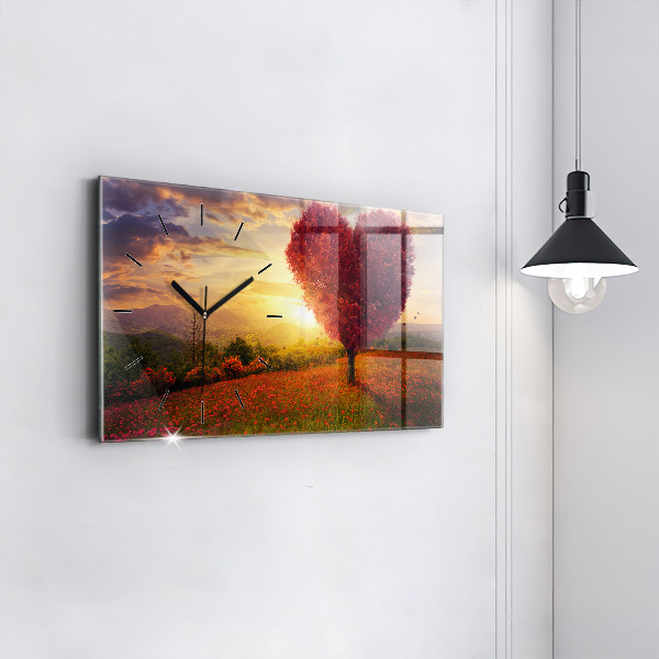Horloge rectangulaire horizontale 'Arbre en forme de cœur d''amour'