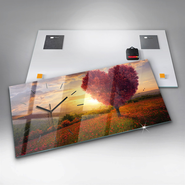 Horloge rectangulaire horizontale 'Arbre en forme de cœur d''amour'