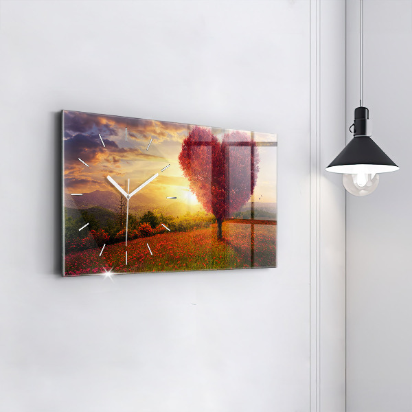 Horloge rectangulaire horizontale 'Arbre en forme de cœur d''amour'
