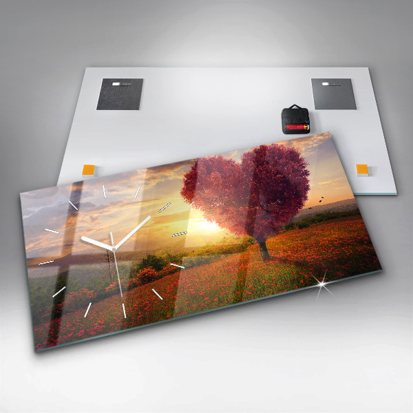 Horloge rectangulaire horizontale 'Arbre en forme de cœur d''amour'