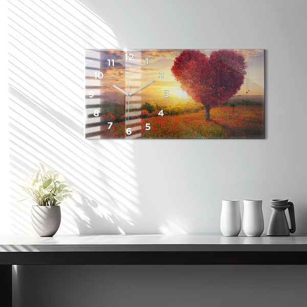 Horloge rectangulaire horizontale 'Arbre en forme de cœur d''amour'