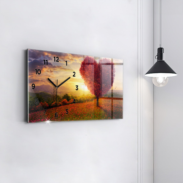 Horloge rectangulaire horizontale 'Arbre en forme de cœur d''amour'