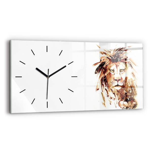 Horloge rectangulaire horizontale 'Illustration d''un lion brun'