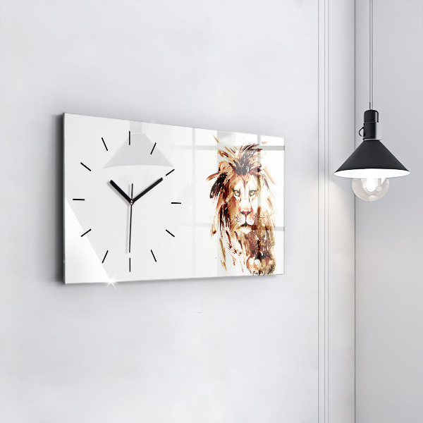 Horloge rectangulaire horizontale 'Illustration d''un lion brun'