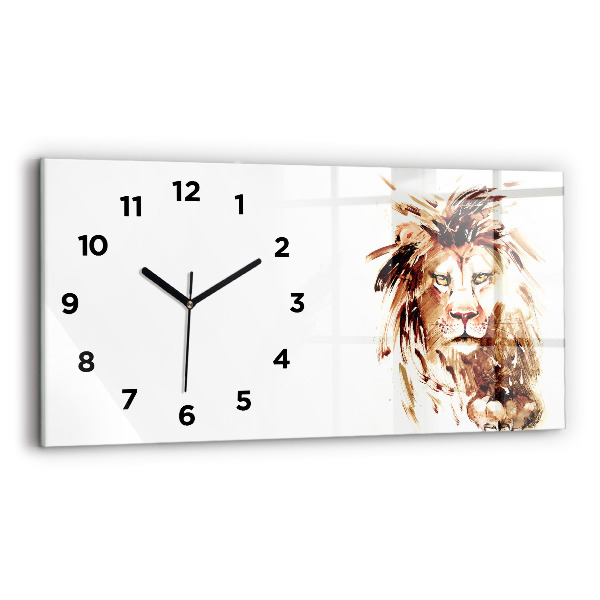 Horloge rectangulaire horizontale 'Illustration d''un lion brun'