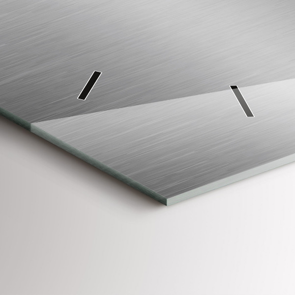 Horloge rectangulaire horizontale Abstraction en métal gris