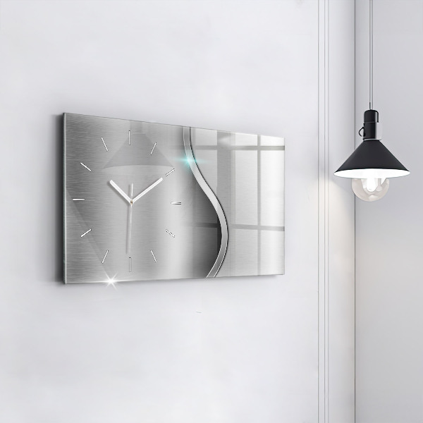 Horloge rectangulaire horizontale Abstraction en métal gris