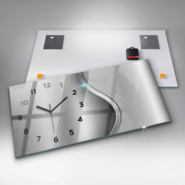 Horloge rectangulaire horizontale Abstraction en métal gris
