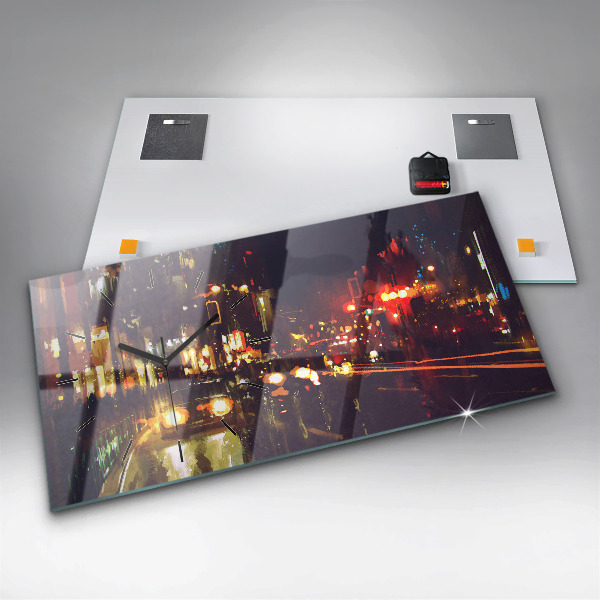 Horloge rectangulaire horizontale Ville peinte