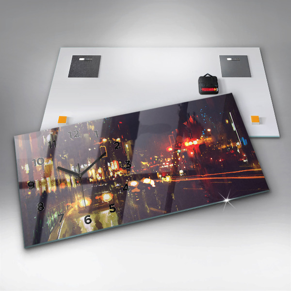 Horloge rectangulaire horizontale Ville peinte