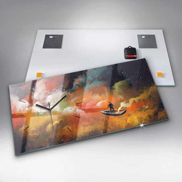 Horloge rectangulaire horizontale Peinture abstraite