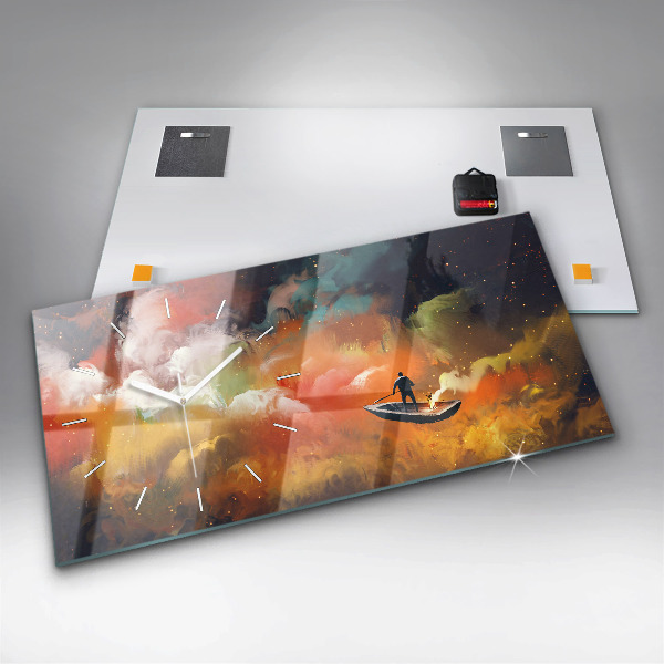 Horloge rectangulaire horizontale Peinture abstraite