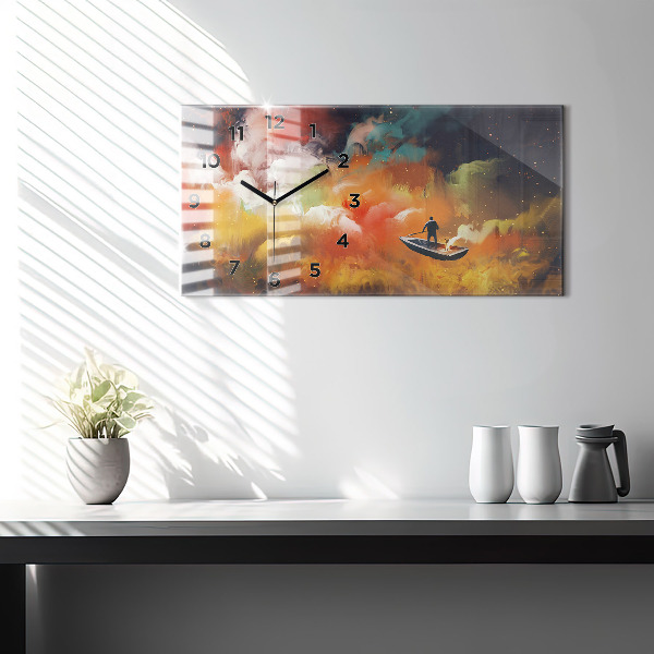 Horloge rectangulaire horizontale Peinture abstraite