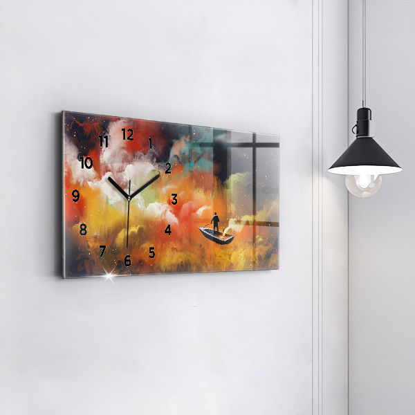 Horloge rectangulaire horizontale Peinture abstraite
