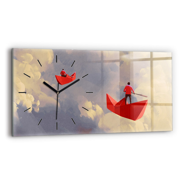 Horloge rectangulaire horizontale bateaux en papier