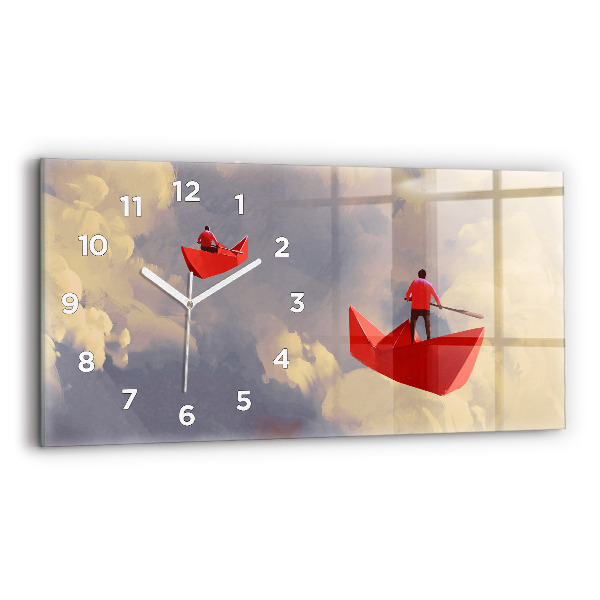 Horloge rectangulaire horizontale bateaux en papier