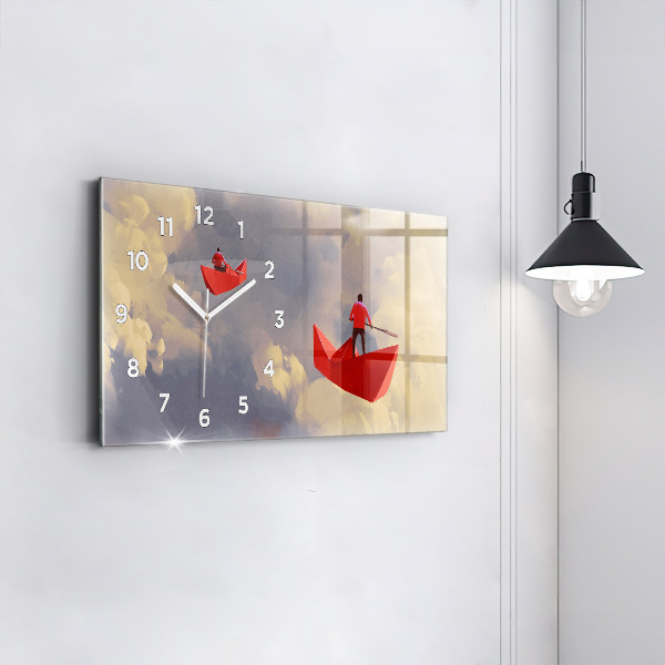 Horloge rectangulaire horizontale bateaux en papier