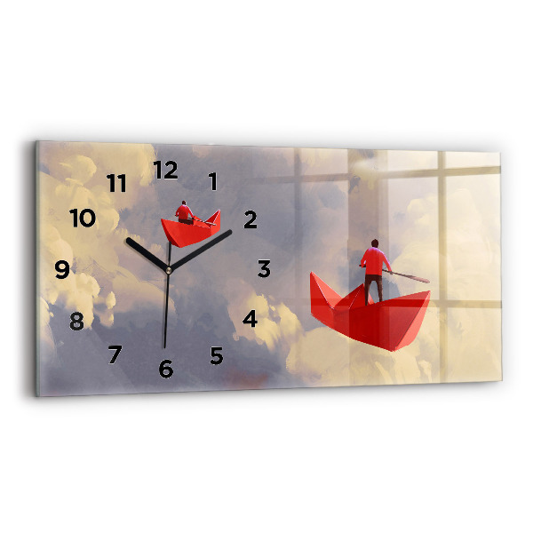 Horloge rectangulaire horizontale bateaux en papier