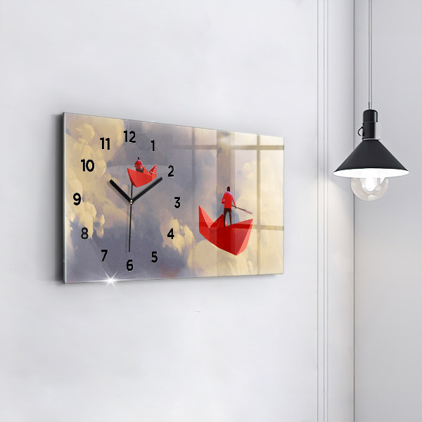 Horloge rectangulaire horizontale bateaux en papier