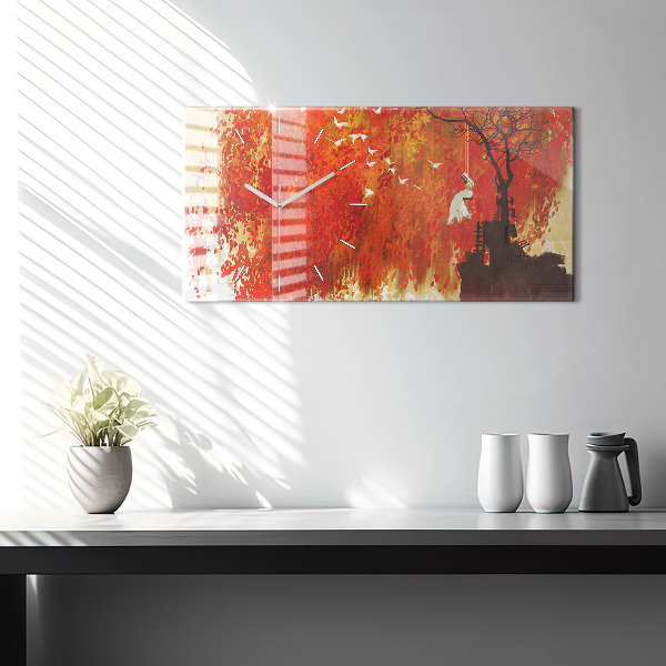 Horloge rectangulaire horizontale Mariée en automne