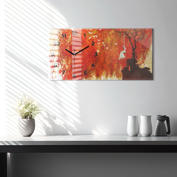 Horloge rectangulaire horizontale Mariée en automne