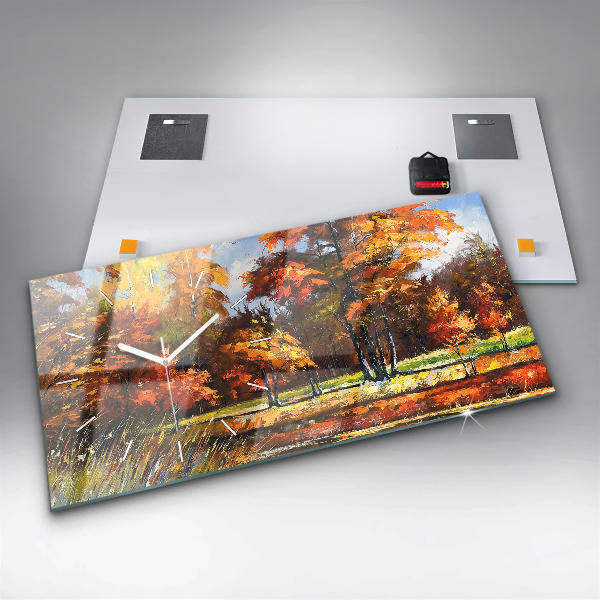 Horloge rectangulaire horizontale 'Paysage d''automne avec une rivière'