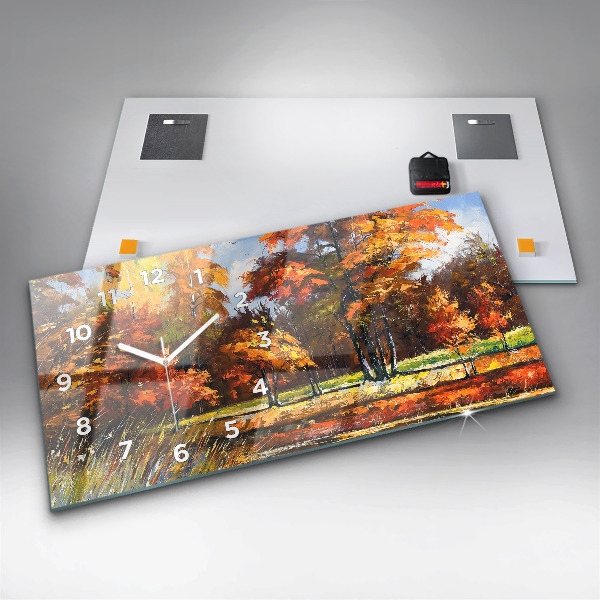 Horloge rectangulaire horizontale 'Paysage d''automne avec une rivière'