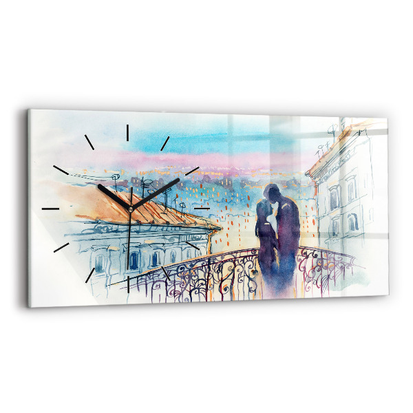 Horloge rectangulaire horizontale 'Personnages à l''aquarelle'
