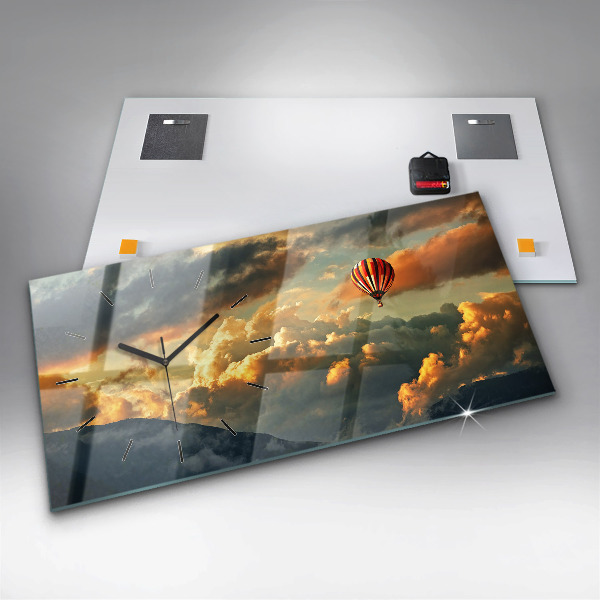 Horloge rectangulaire horizontale Vol en montgolfière dans les nuages
