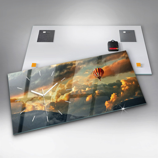 Horloge rectangulaire horizontale Vol en montgolfière dans les nuages