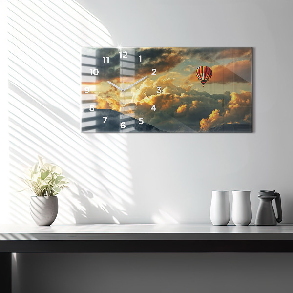 Horloge rectangulaire horizontale Vol en montgolfière dans les nuages
