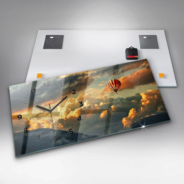 Horloge rectangulaire horizontale Vol en montgolfière dans les nuages
