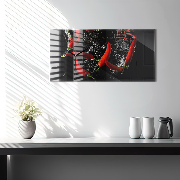 Horloge rectangulaire horizontale 'Poivrons dans l''eau'