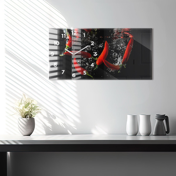 Horloge rectangulaire horizontale 'Poivrons dans l''eau'