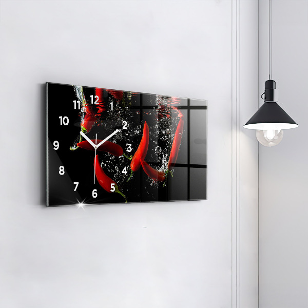 Horloge rectangulaire horizontale 'Poivrons dans l''eau'
