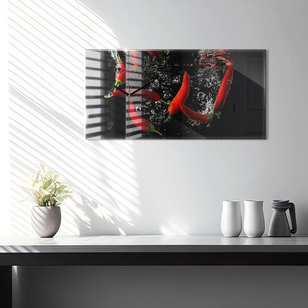 Horloge rectangulaire horizontale 'Poivrons dans l''eau'