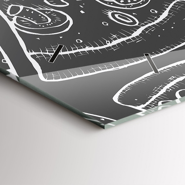 Horloge rectangulaire horizontale Pizza peinte