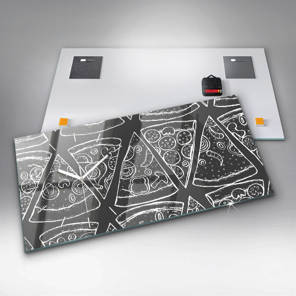 Horloge rectangulaire horizontale Pizza peinte
