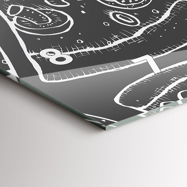 Horloge rectangulaire horizontale Pizza peinte