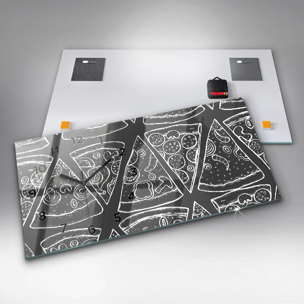 Horloge rectangulaire horizontale Pizza peinte