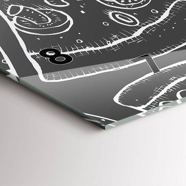 Horloge rectangulaire horizontale Pizza peinte