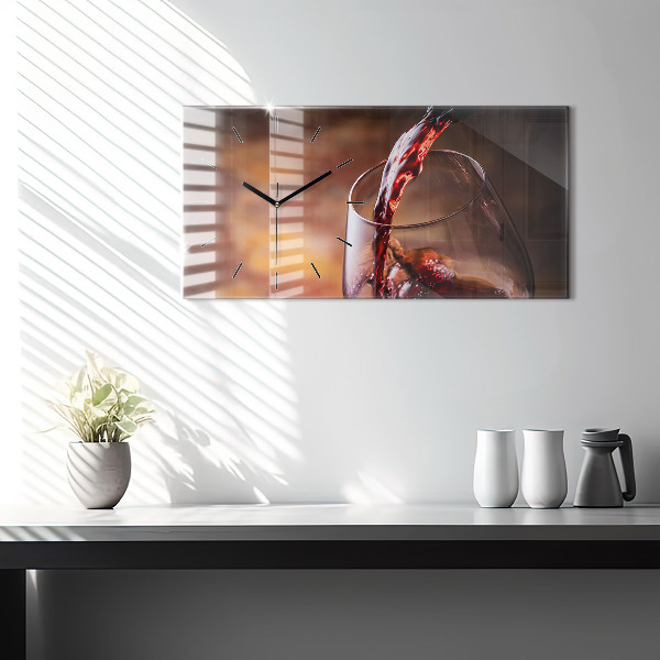 Horloge rectangulaire horizontale Un verre de vin