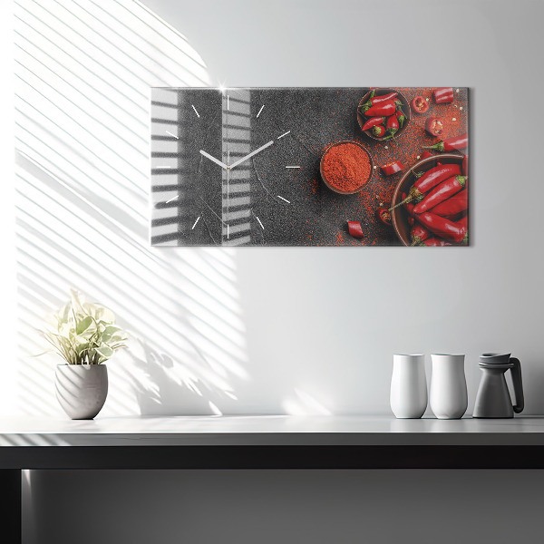 Horloge rectangulaire horizontale Poivrons rouges