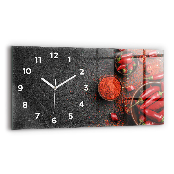 Horloge rectangulaire horizontale Poivrons rouges