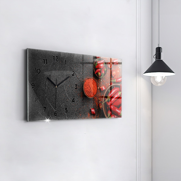 Horloge rectangulaire horizontale Poivrons rouges