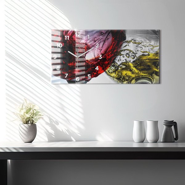 Horloge rectangulaire horizontale Verres de vin