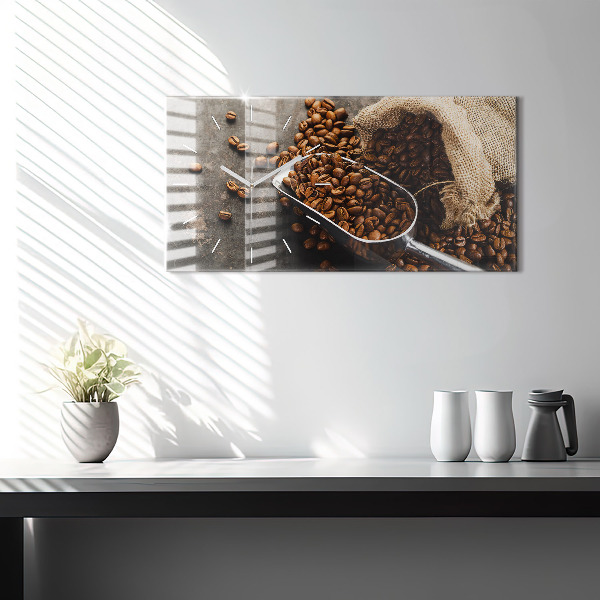 Horloge murale horizontale Un sac de grains de café