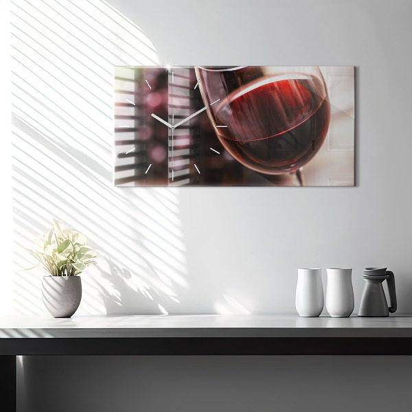 Horloge murale horizontale Un verre de vin rouge
