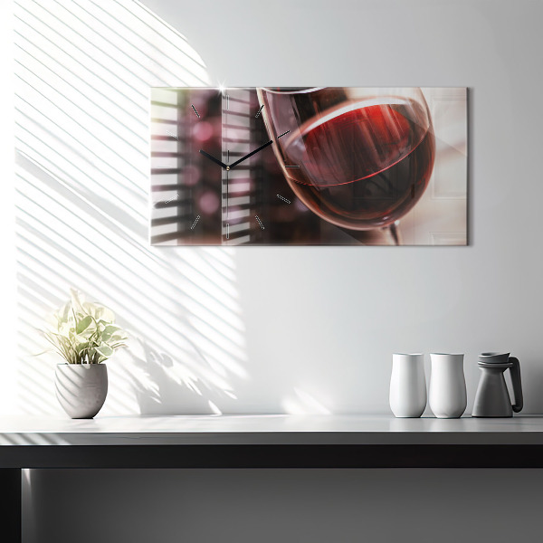 Horloge murale horizontale Un verre de vin rouge